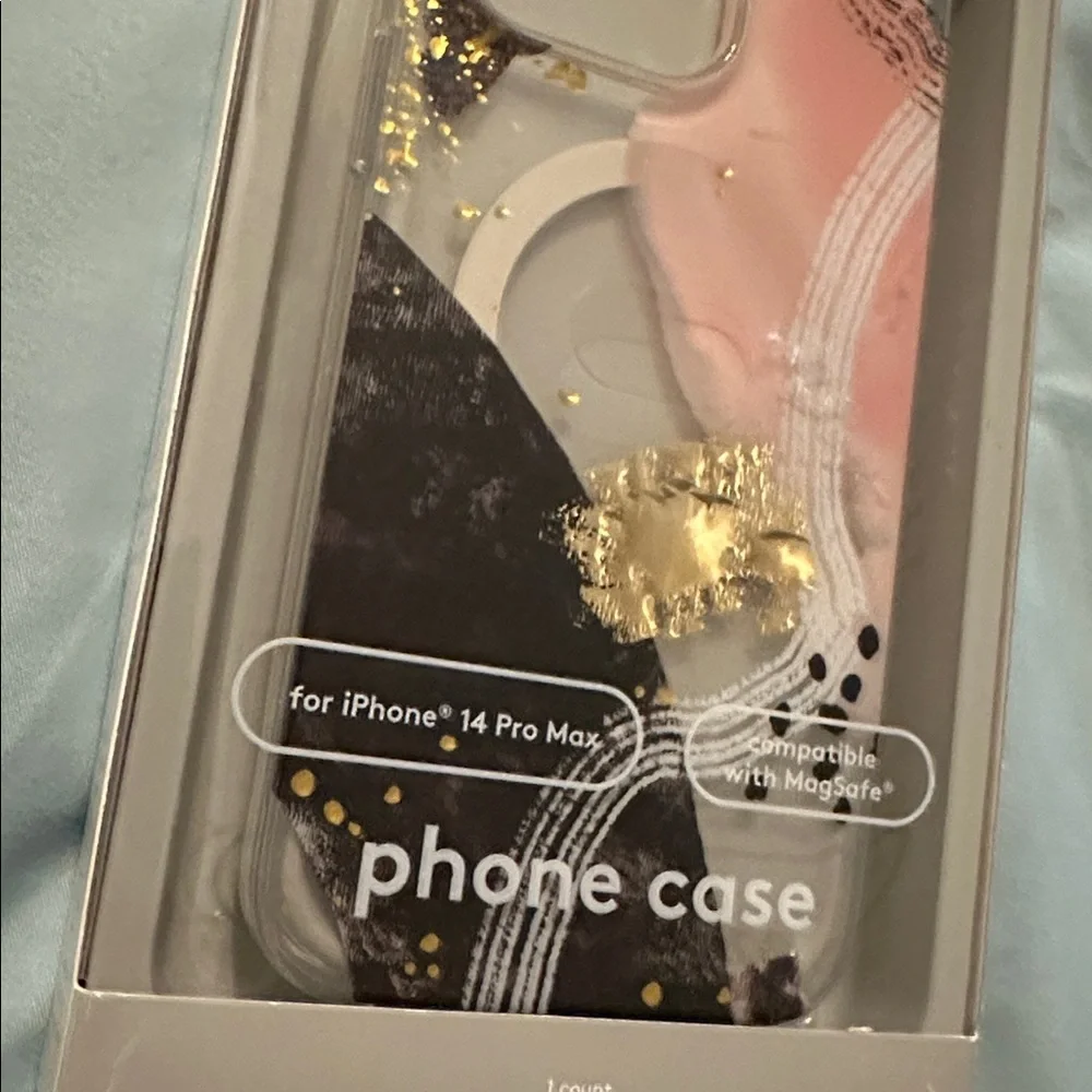 Heyday Multicolor iPhone 14 Pro Max Case pink black gold marbled with MagSafe
